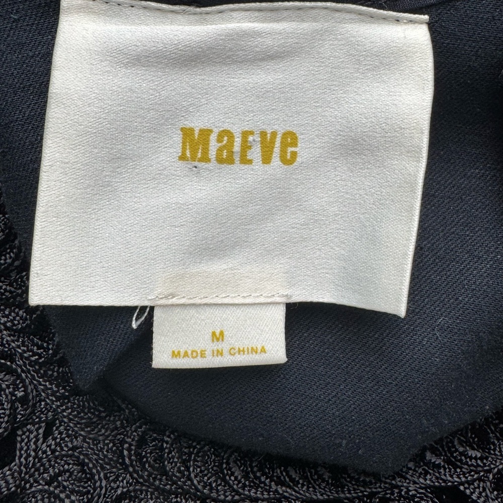 Maeve by Anthropologie Linen Blend Battenburg Shift Dress Crochet Detail Black M - Picture 12 of 12